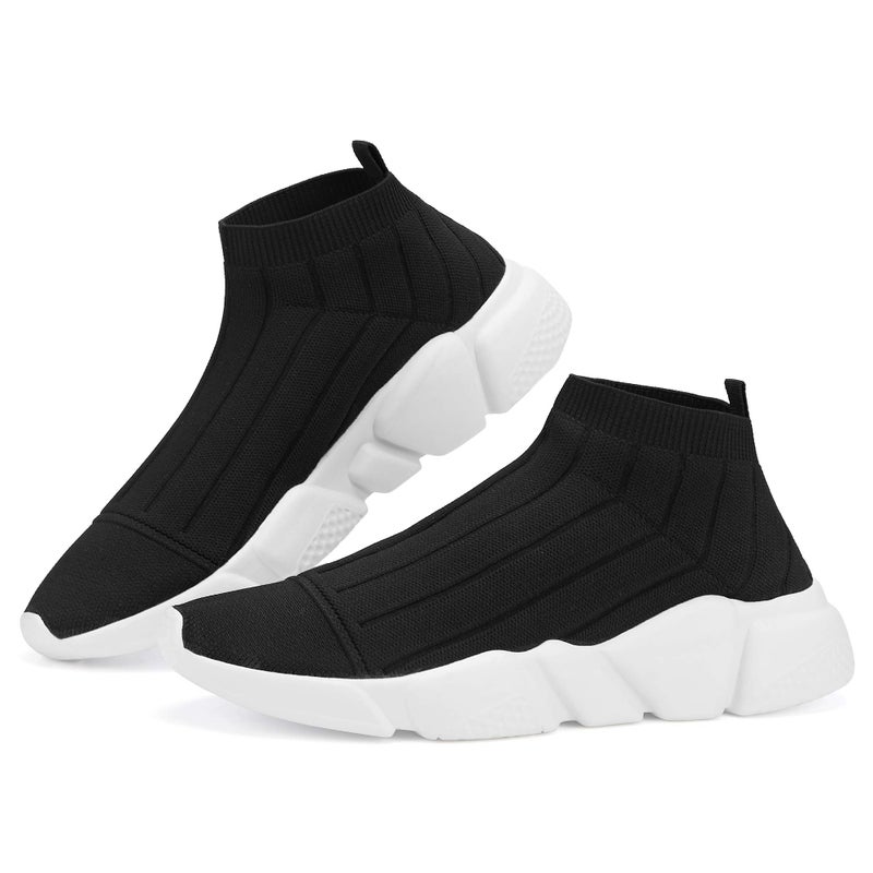 Casbeam Men's Running Knit Comfortable Lightweight Breathable Casual Sports Shoes Fashion Sneakers Slip-On Walking Shoes Black Size 8.5 - Image 3